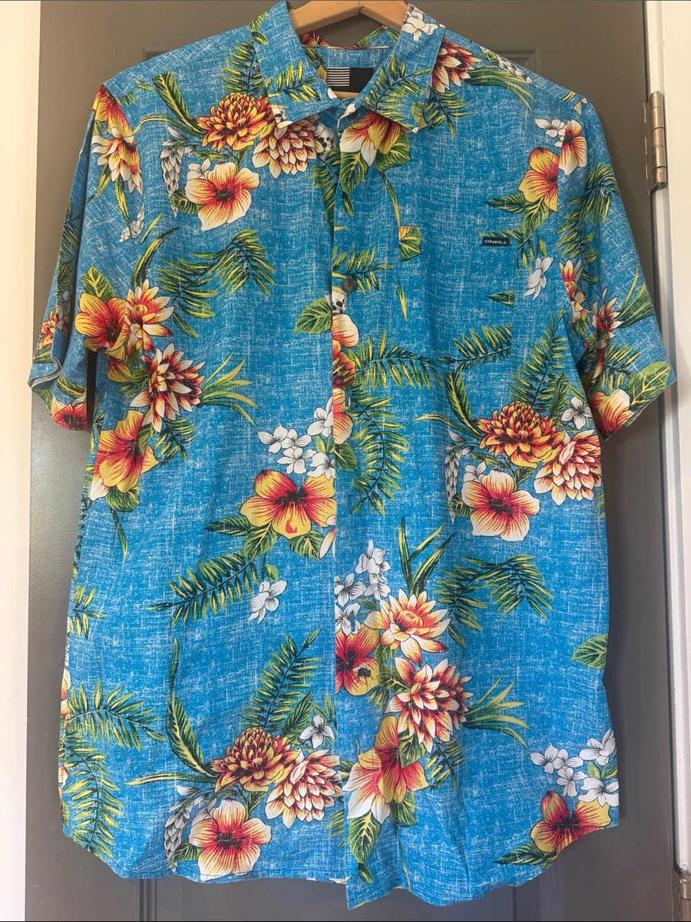 O'Neill Bright Blue Tropical Floral Short-Sleeve Button-Down